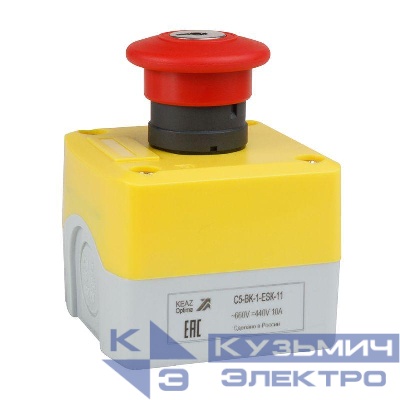 Пост кнопочный OptiSignal D22 C5-BK-1-ESK-11 1НО+1НЗ авар. стоп. с ключом XALK188E КЭАЗ 338524