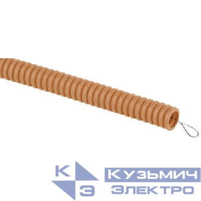 Труба гофрированная ПВХ легкая d25мм с протяжкой сосна (уп.25м) Эра Б0043213