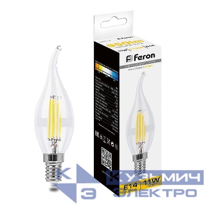 Лампа светодиодная LB-714 11Вт прозрачная 2700К E14 230В FERON 38010