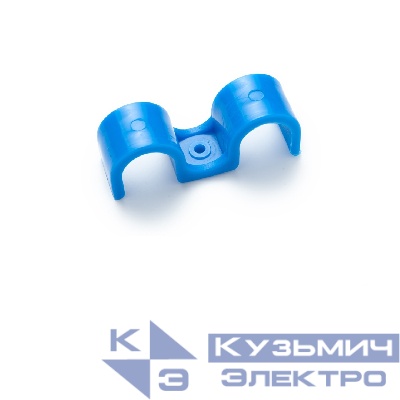 Крепеж-скоба для сантехнических труб для монтажных пистолетов (16 мм, синий, двухстороняя, 60 шт/уп)
