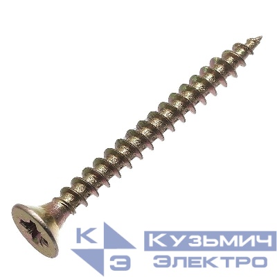 Саморез универсальный 3.5х35 потай желт. цинк коробка (уп.200шт) СТРОЙМЕТИЗ UTORM2140464
