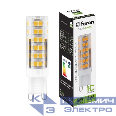 Лампа светодиодная LB-433 7Вт JCD9 4000К G9 230В FERON 25767