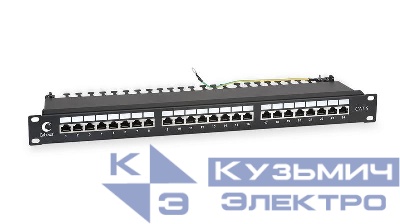 Патч-панель 19дюйм 1U 24 порта RJ45 кат.6 полностью экранир. с задн. кабельн. организатором Cabeus 7234c