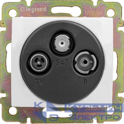 Розетка телевизионная TV/FM/SAT СП Valena 1.5дБ 2400МГц с топологией "звезда" механизм бел. Leg 774435