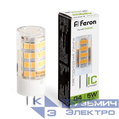 Лампа светодиодная LB-432 5Вт JCD 4000К G4 230В FERON 25861