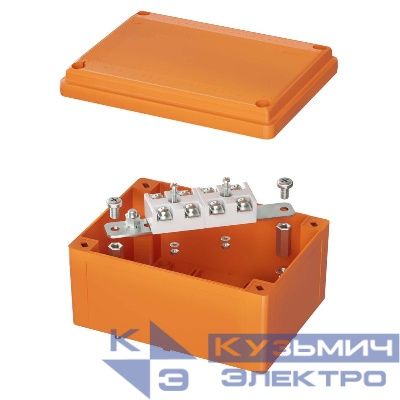 Коробка ответвительная FS 150х110х70мм IP56 4п 450В 20А 10кв.мм с гладкими стенками и клеммниками нерж. контакт пластик. DKC FSK20410