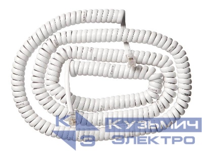 Шнур телефонный витой (4р4с) 7,5 метра / белый, NETKO Optima
