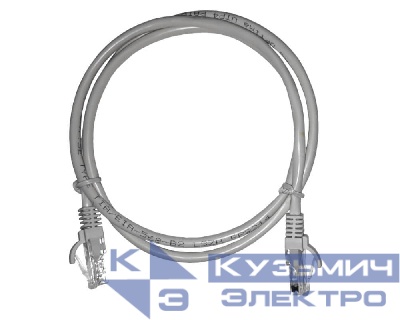 Патч-корд UTP4 cat 5e, 1,0м, ВС, LSZH, серый, литой коннектор NETKO Optima (упак 10)