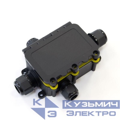 Коробка распределительная ОП 131х95х37 4-вводная IP68 ПА66 40А 450В d3.5-12мм с откидной крышкой черн. Промрукав PR08.13153