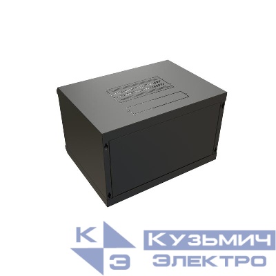 Шкаф настенный 19дюйм WR-TW-0966-GP-RAL9004 (19дюйм) 9U 500х600х600мм RAL 9004 стеклянная дверь черн. (разобранный) WRline 520243