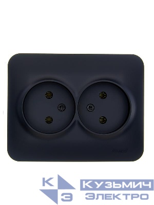 Розетка 2-м СП ASTI 16А IP20 без заземл. термопласт черн. бархат LEZARD 7081-4200-128B