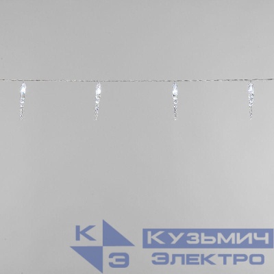 Гирлянда светодиодная "Сосульки" 1.5м 10LED бел. 0.1Вт IP20 провод ПВХ прозр. элементы питания 2хAA (не в компл.) Neon-Night 303-094