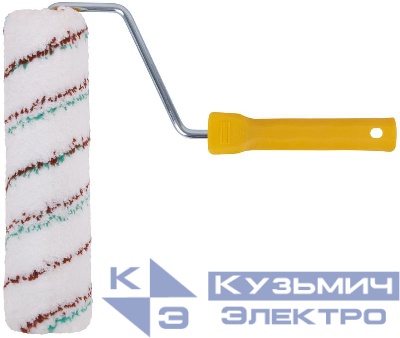 Валик микроволокно с красной и синей полосками диам. 48/66мм ворс 9мм 230мм бел. FIT 01840