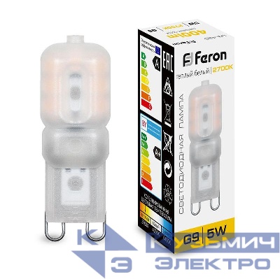 Лампа светодиодная LB-430 5Вт JCD9 2700К G9 230В FERON 25636