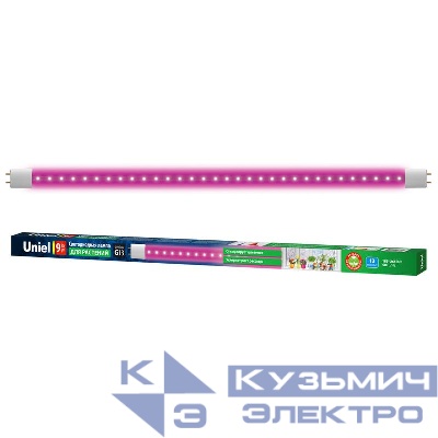 Лампа светодиодная LED-T8-9W/SPSB/G13/CL PLP30WH 9Вт T8 линейная прозрачная G13 для растений спектр для рассады и цветения Uniel UL-00006697