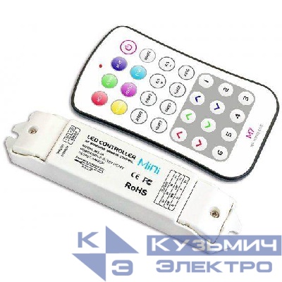 Контроллер RGB для светодиодной ленты 12-24В IP20 135х30х20мм с пультом радиус 45м (LTECH) VARTON M7+M3-3A