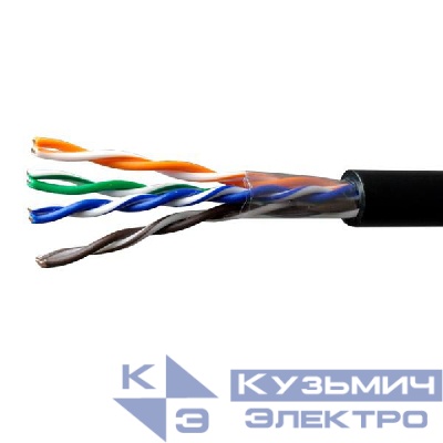 Кабель витая пара U/UTP кат.5E 4х2х24AWG solid Cu PE Outdoor Standart черн. (м) SUPRLAN 01-0325-1