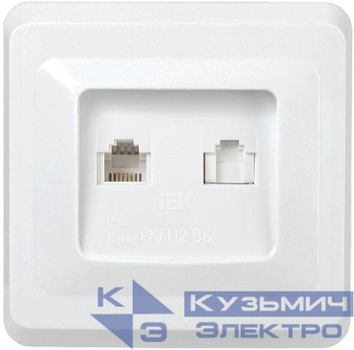 Розетка компьютерная + телефонная 2-м СП Вега РК/Т12-ВБ RJ45 + RJ11 бел. GENERICA EIV20-K01-DM