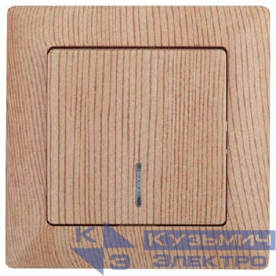 Выключатель 1-кл. СП Solo 4-102-11 10А IP20 250В с подсветкой сосна Intro Б0053572