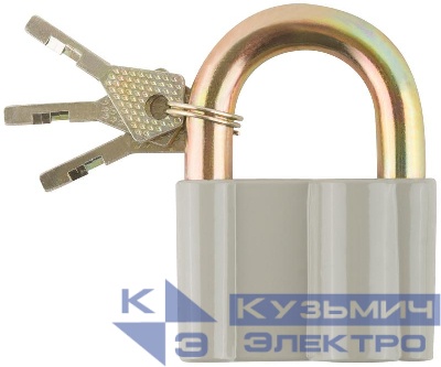 Замок навесной корпус из алюм. сплава 65х44мм стальная дужка 12мм КУРС 67016