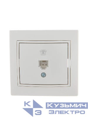 Розетка телефонная 1-м СП Mira RJ11 бел./бел. LEZARD 701-0202-137