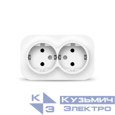 Розетка 2-м ОП 16А IP20 с заземл. бел. IONICH 1419