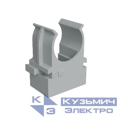 Держатель для труб (клипса) KM-KKPM-16 d16мм для прямого монтажа сер. (уп. 100шт) КМ LO67230