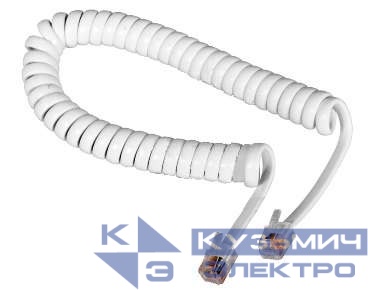 Шнур телеф. витой 2м (джек-джек) бел. Rexant 18-2021