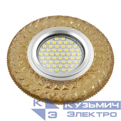 Светильник DLS-L144 GU5.3 GLASSY/GOLD GU5.3 встраив. доп. светодиод. подсветка 3Вт без лампы стекло Fametto UL-00003888