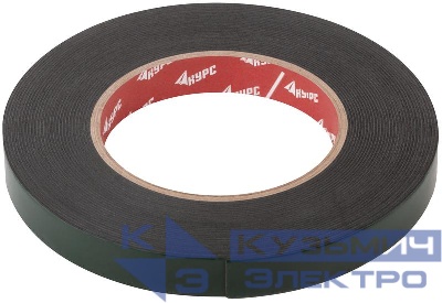 Лента монтажная клейкая на вспененной основе 15ммх10м черн. КУРС 11784