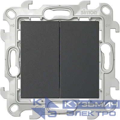 Выключатель 2-кл. 1п 2мод. СП Simon 24 10А IP20 механизм графит Simon 2450398-038