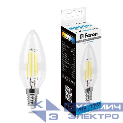 Лампа светодиодная LB-713 11Вт прозрачная 6400К E14 230В FERON 38231