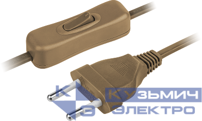 Шнур 61 721 NPS-FS-170-2х0.5-BR 1.7м с выкл. корич. Navigator 61721