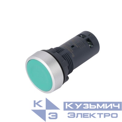 Кнопка моноблочная SB7 22мм с возвратом металл 1НО+1НЗ IP65 зел. SE SB7EA35