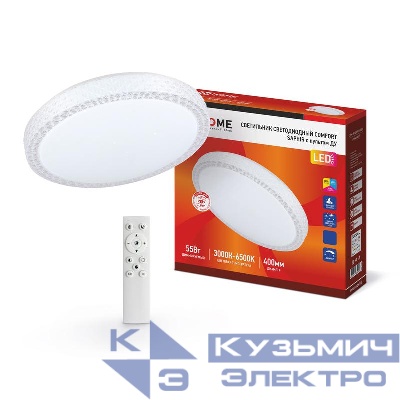 Светильник светодиодный COMFORT SAPHIR 55Вт 3000-6500К 4400лм 230В 400х95мм с пультом ДУ IN HOME 4690612034850