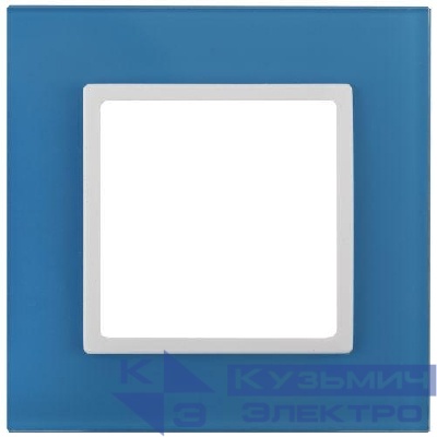 Рамка 1-м 14-5101-28 стекло Elegance голуб.+бел. ЭРА Б0034482