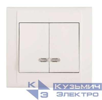 Выключатель 2-кл. СП Defne 10А IP20 с подсветкой бел. Makel 42001023