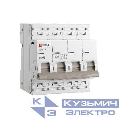 Выключатель автоматический модульный 4п C 25А 4.5кА ВА 47-63N PROxima EKF M634425C