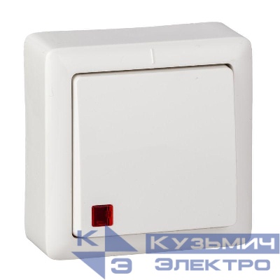 Выключатель 1-кл. ОП Хит 6А IP20 250В с подсветкой бел. SE VA16-137-B