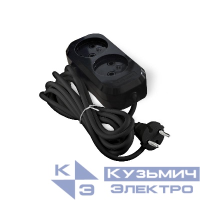 Удлинитель 2х3м без заземл. 10А IP20 Е-202 ПВС 2х0.75 АБС-пластик черн. UNIVersal 2104