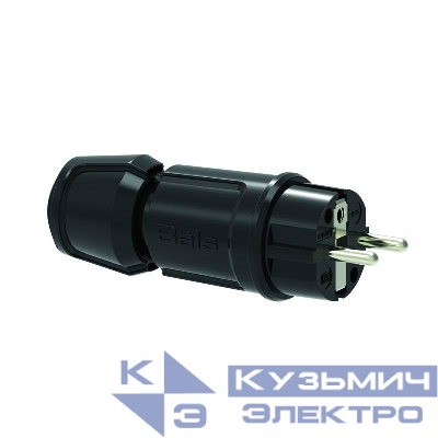 Вилка Schuko 16А 3п 2P+E 250В IP44 Multi-grip черн. Bals 7372