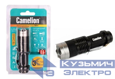 Фонарь LED5135 (LED XPE ZOOM 3 реж 1хLR6 алюм. блистер черн.) Camelion 12915