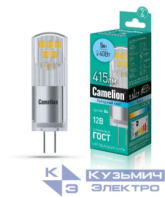 Лампа светодиодная LED5-G4-JC-NF/845/G4 5Вт 12В AC/DC Camelion 13750
