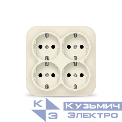 Розетка 4-м ОП 16А IP20 с заземл. сл. кость квадрат IONICH 1454