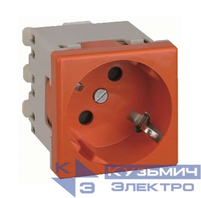 Розетка 1-м СП Simon Connect 16А IP20 250В 2P+E с заземл. модуль K45 45х45 безвинт. клеммы красн. Simon K11-6