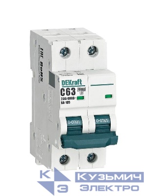 Выключатель автоматический модульный 2п C 63А 10кА ВА-105 DEKraft 13171DEK