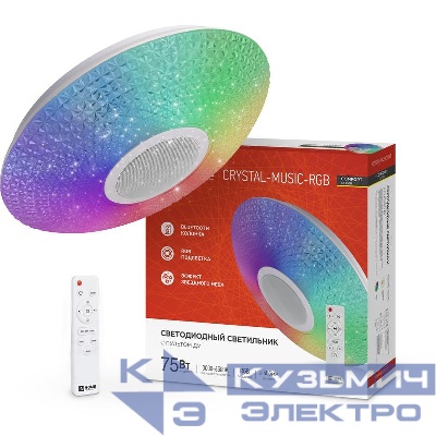 Светильник светодиодный COMFORT CRYSTAL-MUSIC-RGB 75Вт 3000-6500К 6000лм 230В 505х125мм с пультом ДУ IN HOME 4690612044569