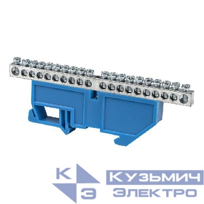 Шина нулевая N 6х9 20 отверст. цинк син. изолятор на DIN-рейку PROxima EKF sn1-63-20-d