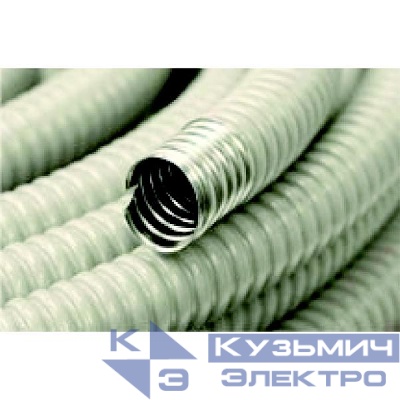 Металлорукав в ПВХ изоляции d20мм без протяжки сер. (уп.50м) Урал Пак МР-1001720-050