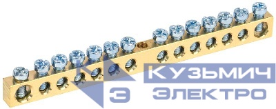 Шина PEN "земля-ноль" 6х9мм 14/1 (14групп/крепеж по центру) IEK YNN10-14-100